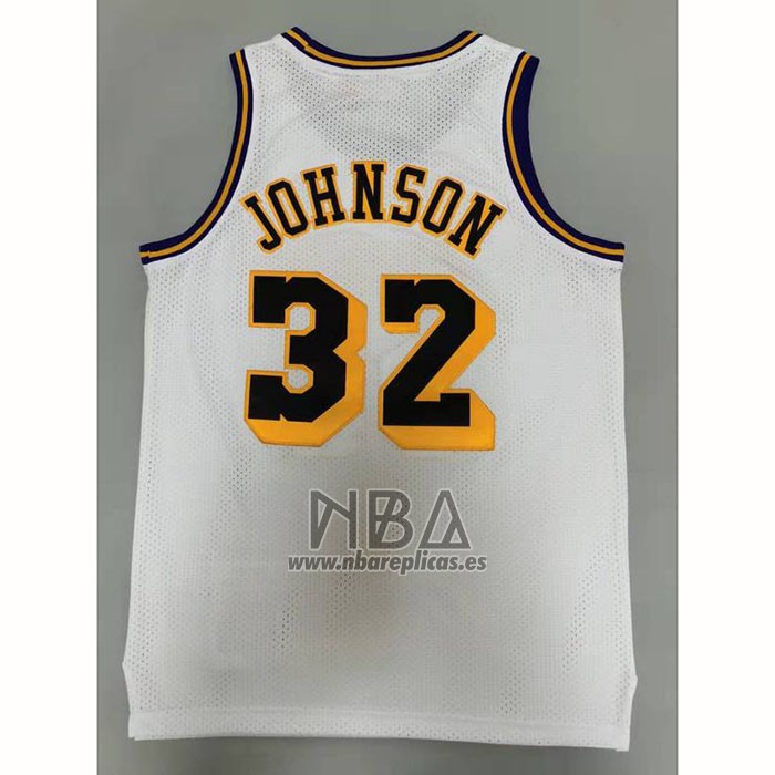 Camiseta Los Angeles Lakers Magic Johnson NO 32 Mitchell & Ness1984-85 Blanco